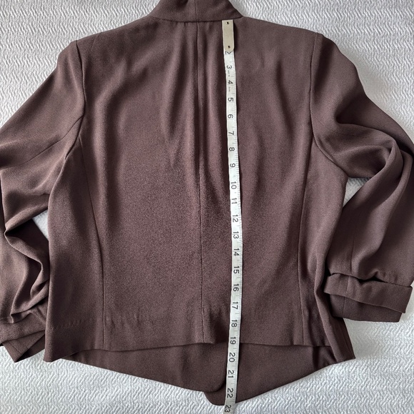Babaton Power Waist Blazer Open-front Crepe Rich Mocha Brown Size 4 - Picture 10 of 12